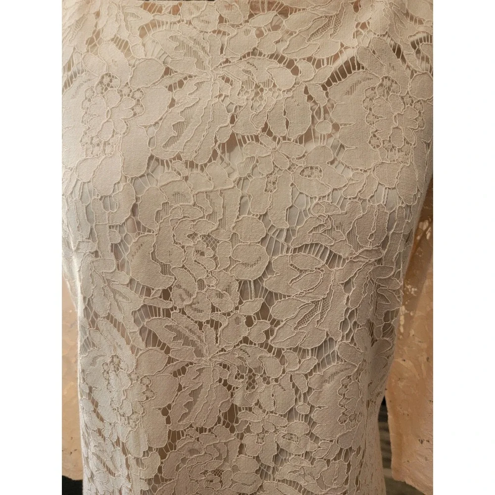 Vince Camuto Women Blush Pink Floral Lace Sheath Dress 3/4 Sleeve Size 8 - Picture 2 of 4